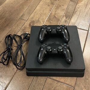 Sony PlayStation 4 Slim Console with 2 Controllers - Black
